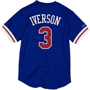Men's Mitchell & Ness Allen Iverson Royal Philadelphia 76ers Mesh T-Shirt
